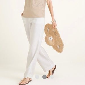 Chicos Straight Leg White Linen Pant